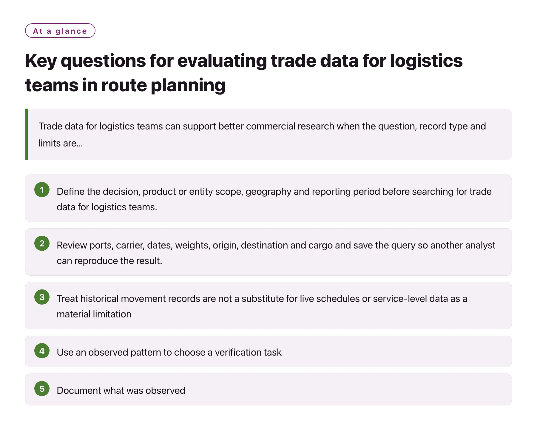Key questions for evaluating trade data for logistics teams in route planning——全文要点速览